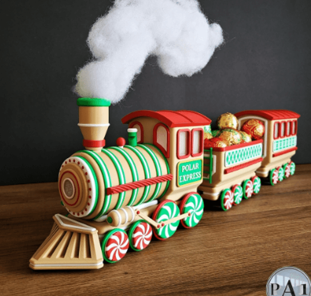 Train de pain d&#039;épices de Noël illuminé